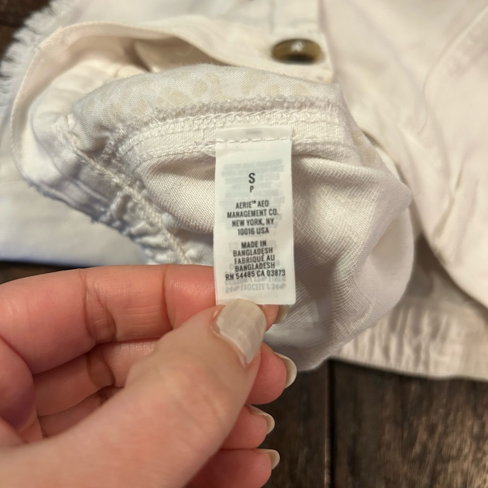 Aerie High Waist White Linen Blend Frayed Shorts - Picture 4 of 10